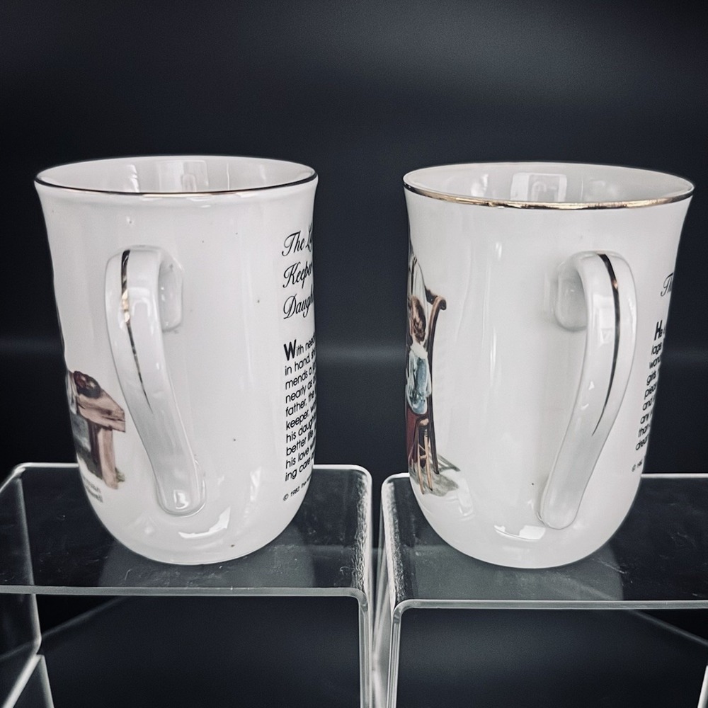 (2) Vintage Norman Rockwell Museum‎ Collectible Coffee Mugs Cups Gold Trim - Picture 4 of 8